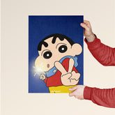 Shin-chan Sparkler Peace Sign Poster